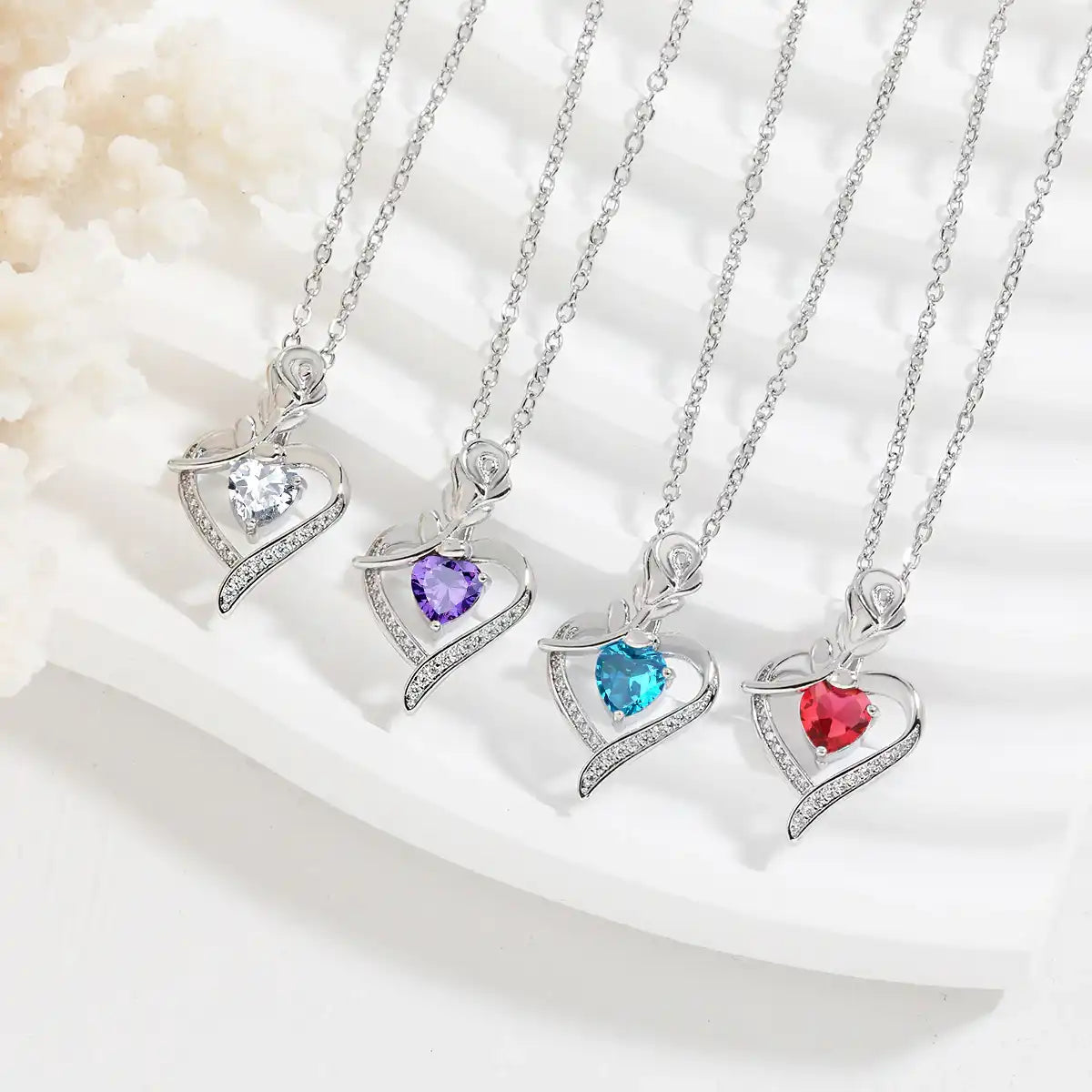 Rose Heart shaped Necklace With Rhinestones